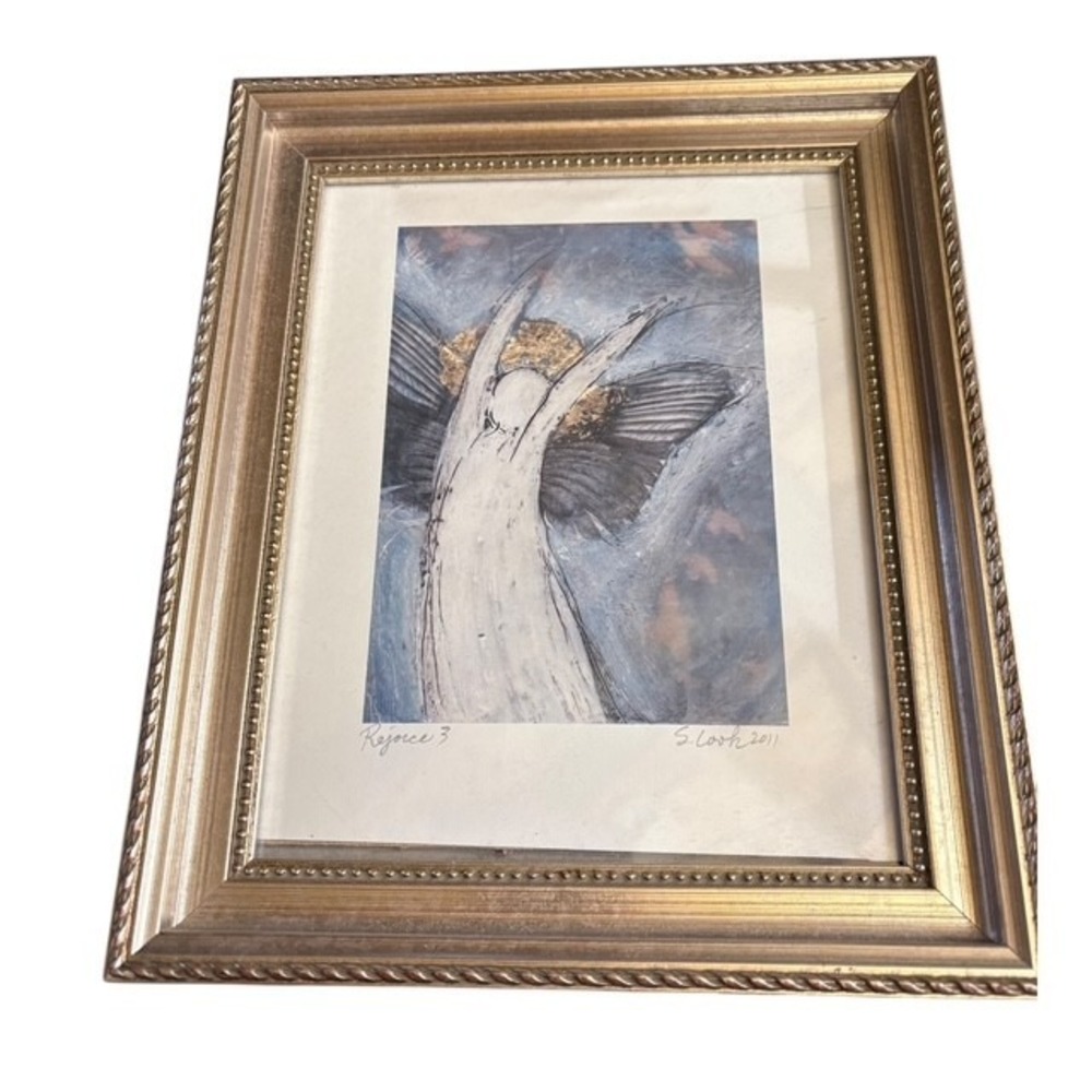 S. Cook 'Rejoice 3' Angel Art Print 2011 Framed Signed Spiritual Abstract